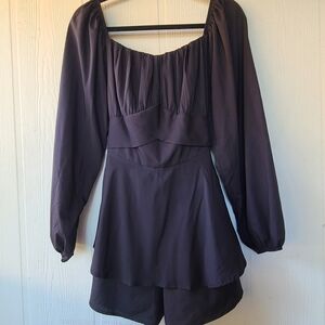 Black Long Sleeve Romper with Tie Back Size Large